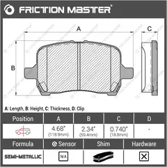 Тормозные кололки FRICTION MASTER MKD1028 для Шевроле Hhr (F) 10-08, Кобальт (F) 08-05, Малибу (F) 06-04, Понтиак G5 (F) 07, G6 (F) 05, Солтис (F) 09-06, Сатурн Ион (F) 07-04
