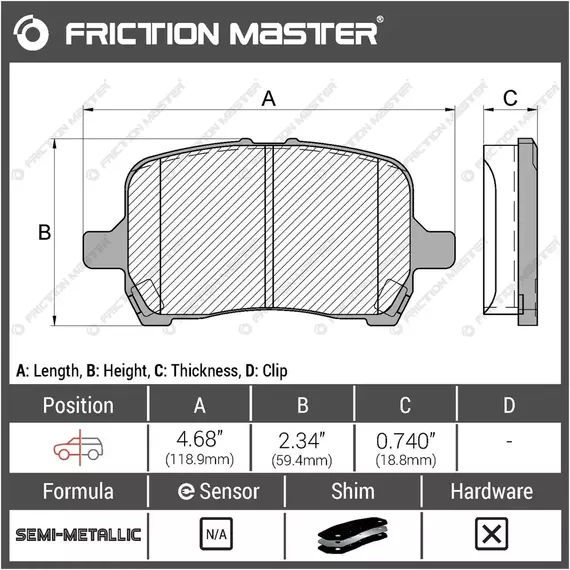 Тормозные кололки FRICTION MASTER MKD1028 для Шевроле Hhr (F) 10-08, Кобальт (F) 08-05, Малибу (F) 06-04, Понтиак G5 (F) 07, G6 (F) 05, Солтис (F) 09-06, Сатурн Ион (F) 07-04